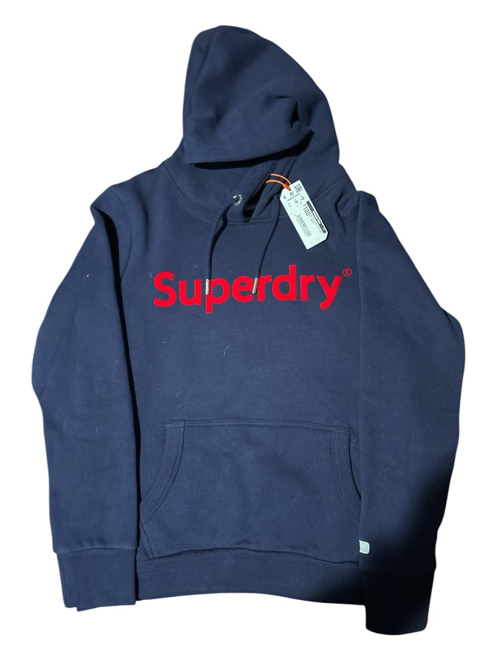 Superdry Navy Pullover Hoodie with Red Logo